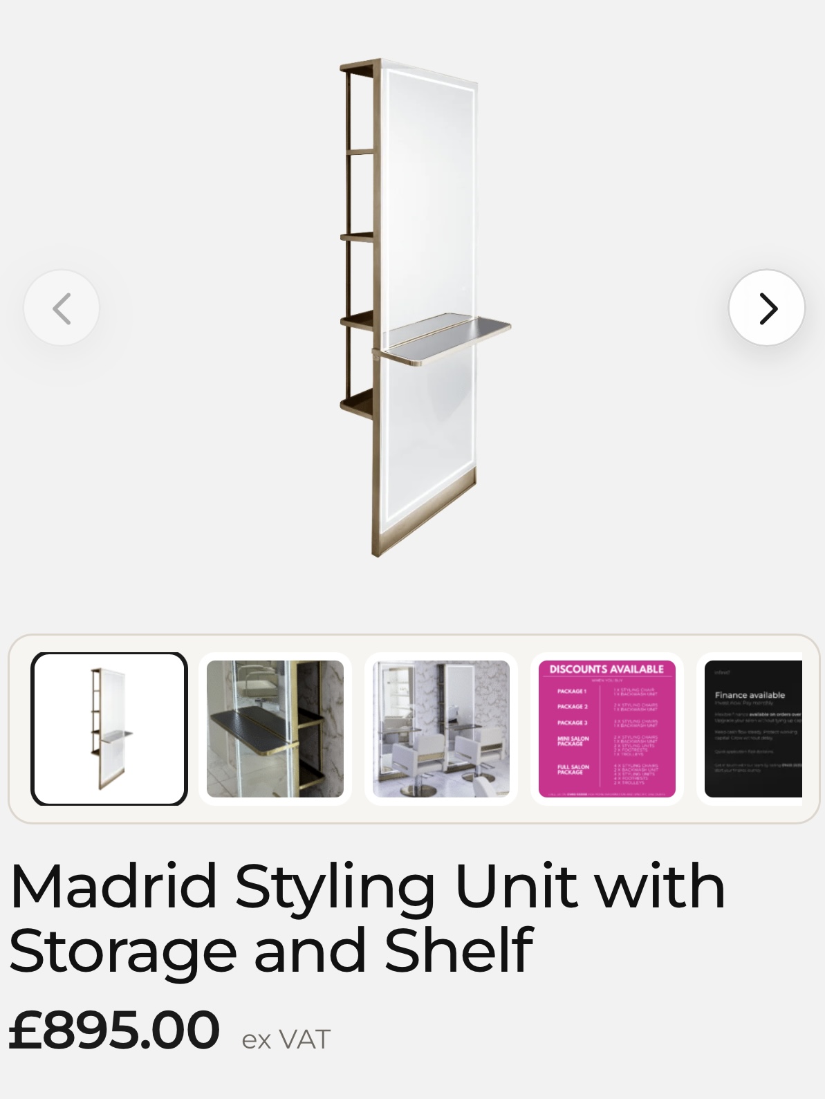 Madrid Styling Unit with Storage and Shelf